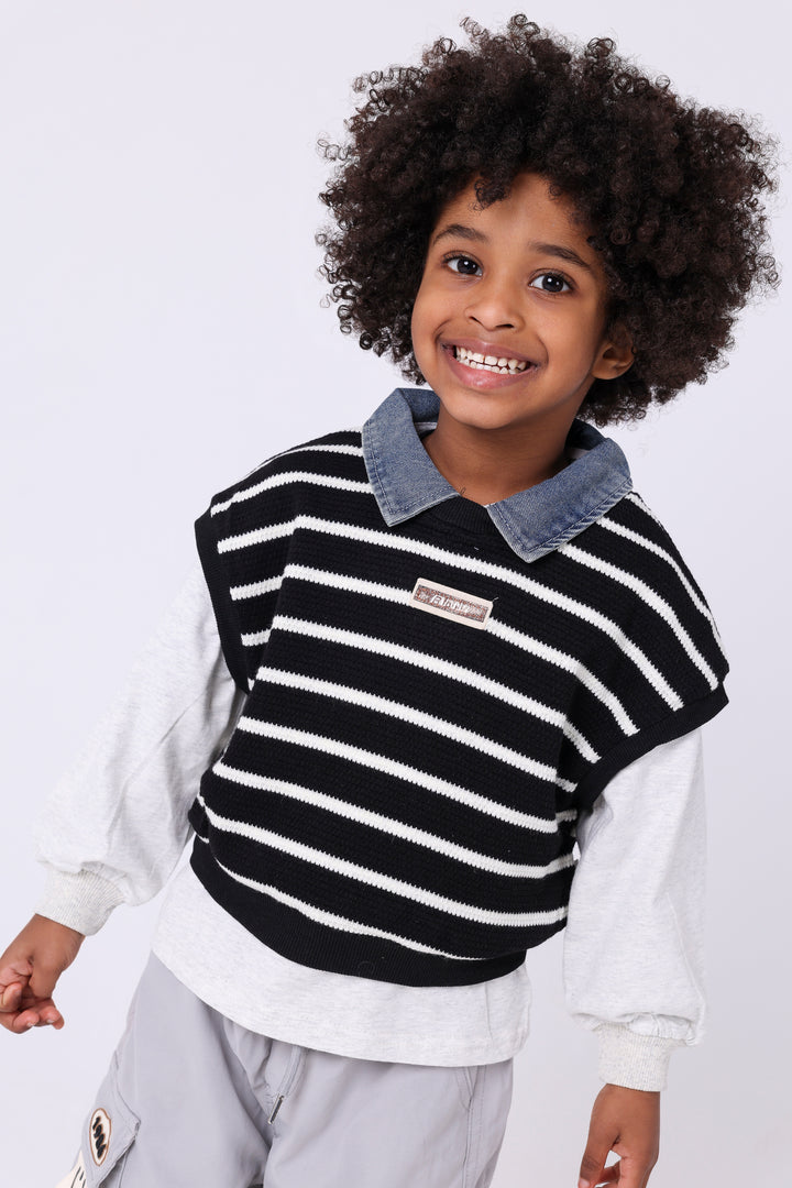 Smart Layered Look Striped Vest