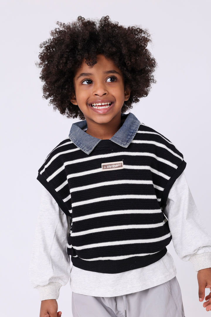 Smart Layered Look Striped Vest