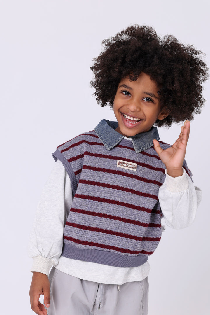 Smart Layered Look Striped Vest