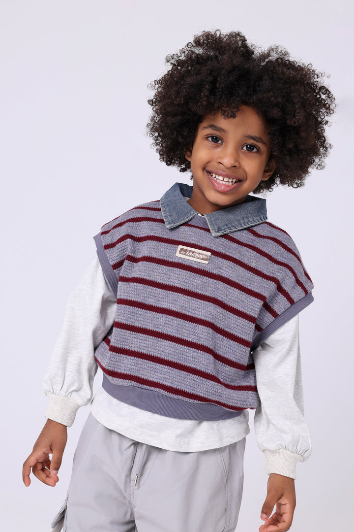 Smart Layered Look Striped Vest