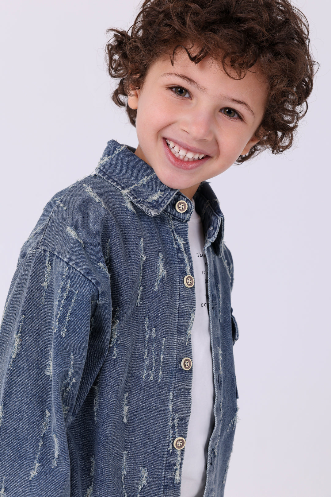Stylish Distressed Denim Button Up