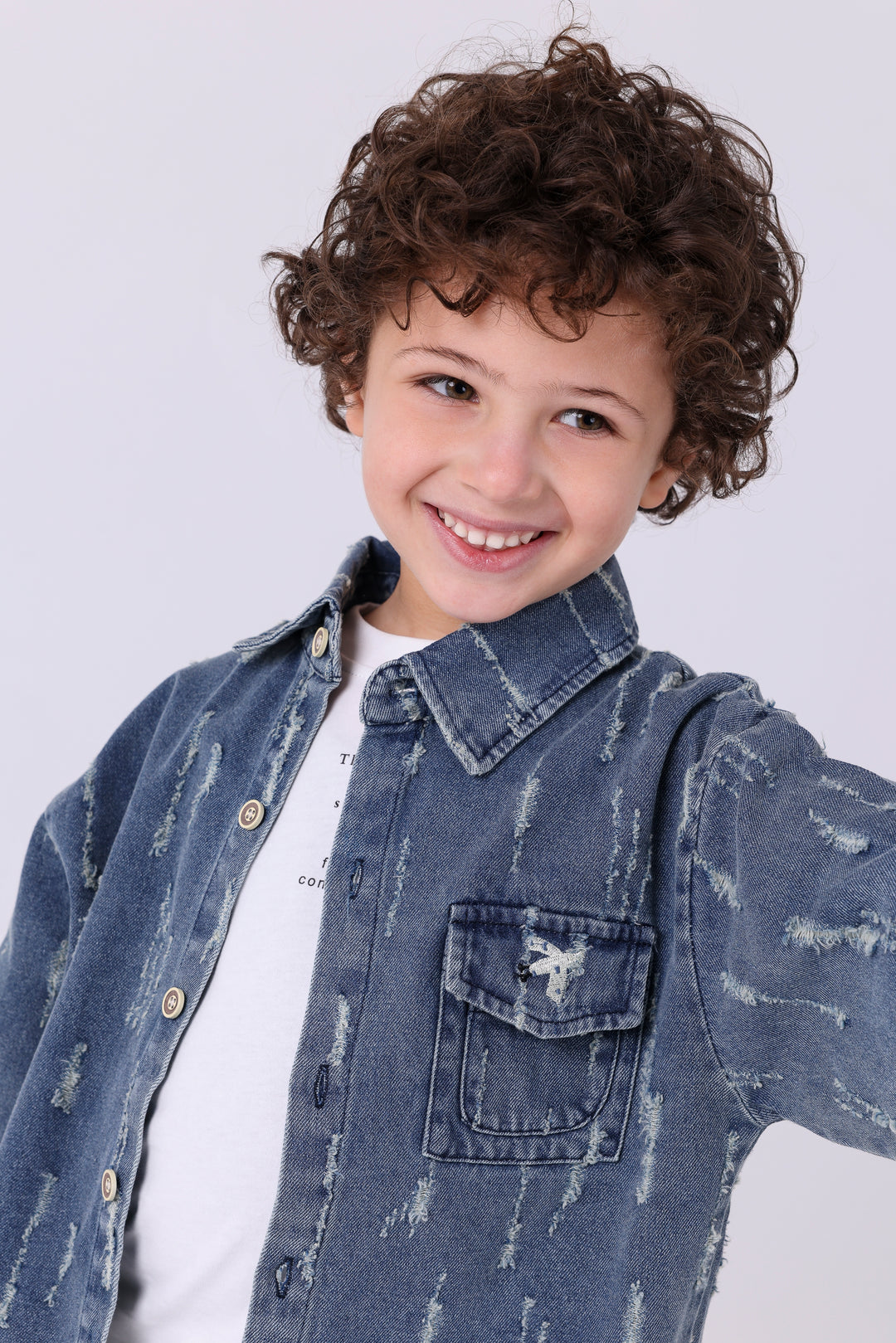 Stylish Distressed Denim Button Up