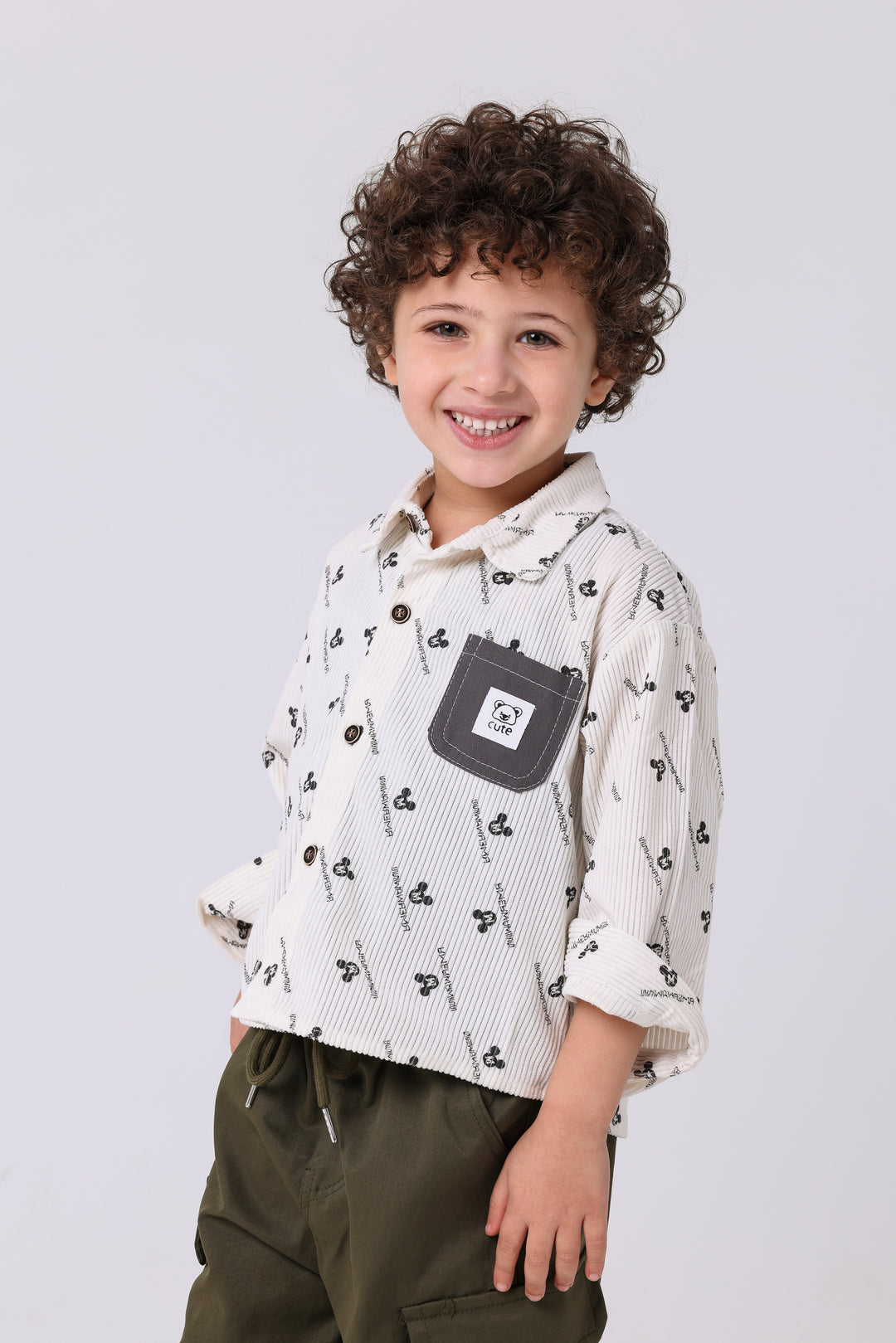 Sweet Character Pattern Corduroy Shirt