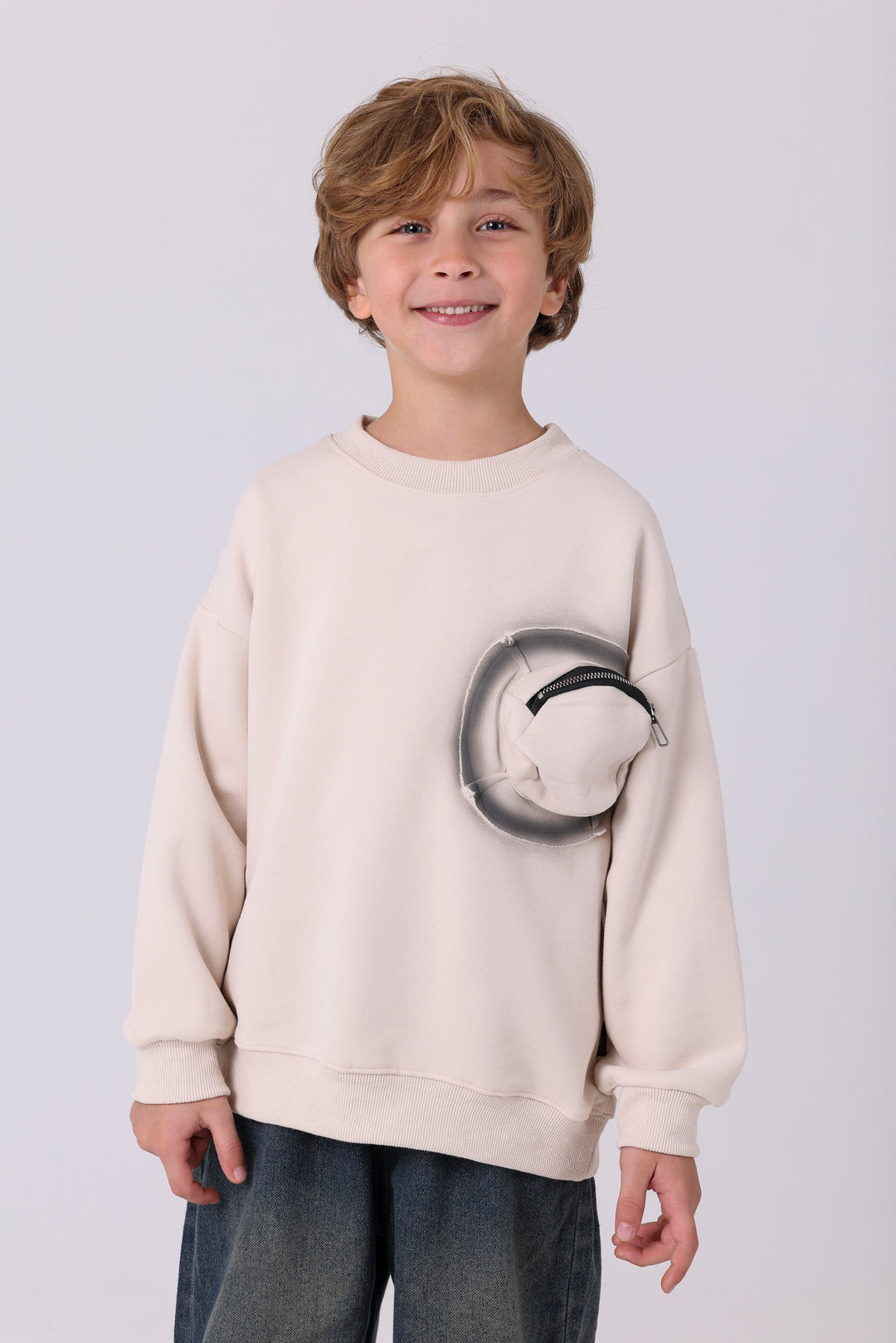Fun Circular Zip Detail Sweatshirt