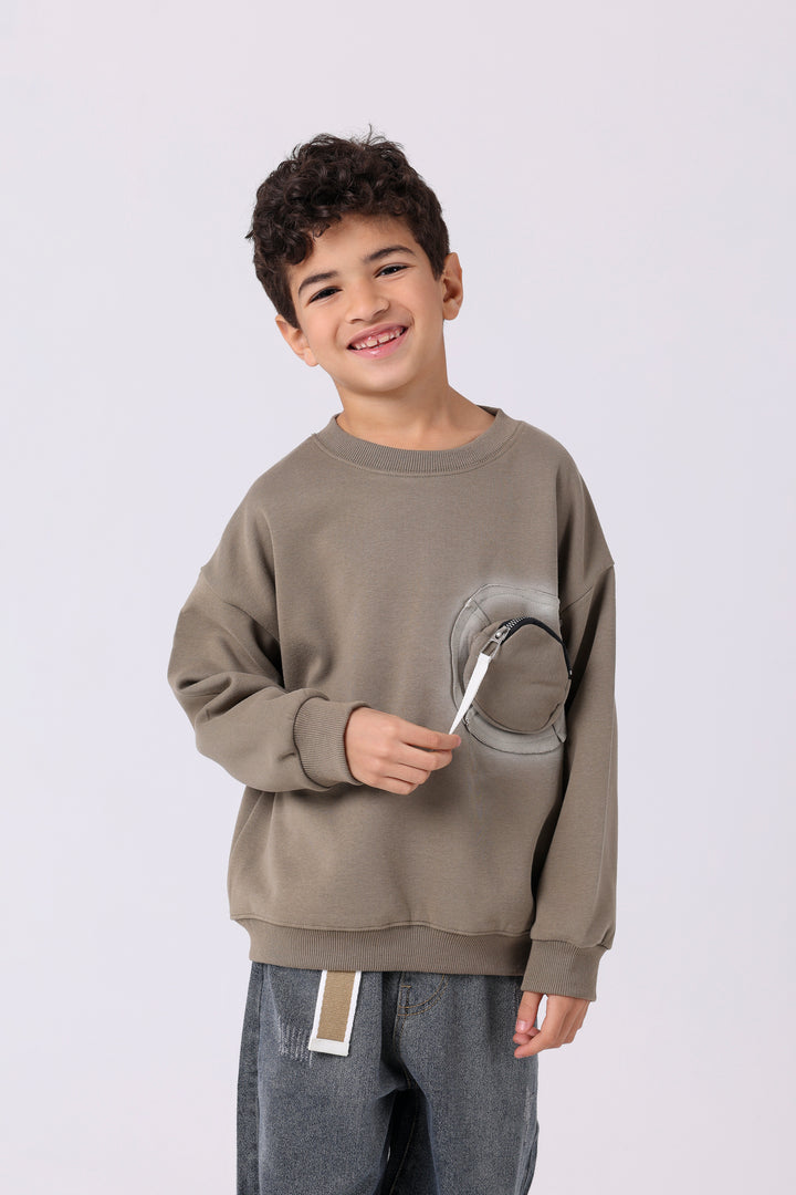 Fun Circular Zip Detail Sweatshirt