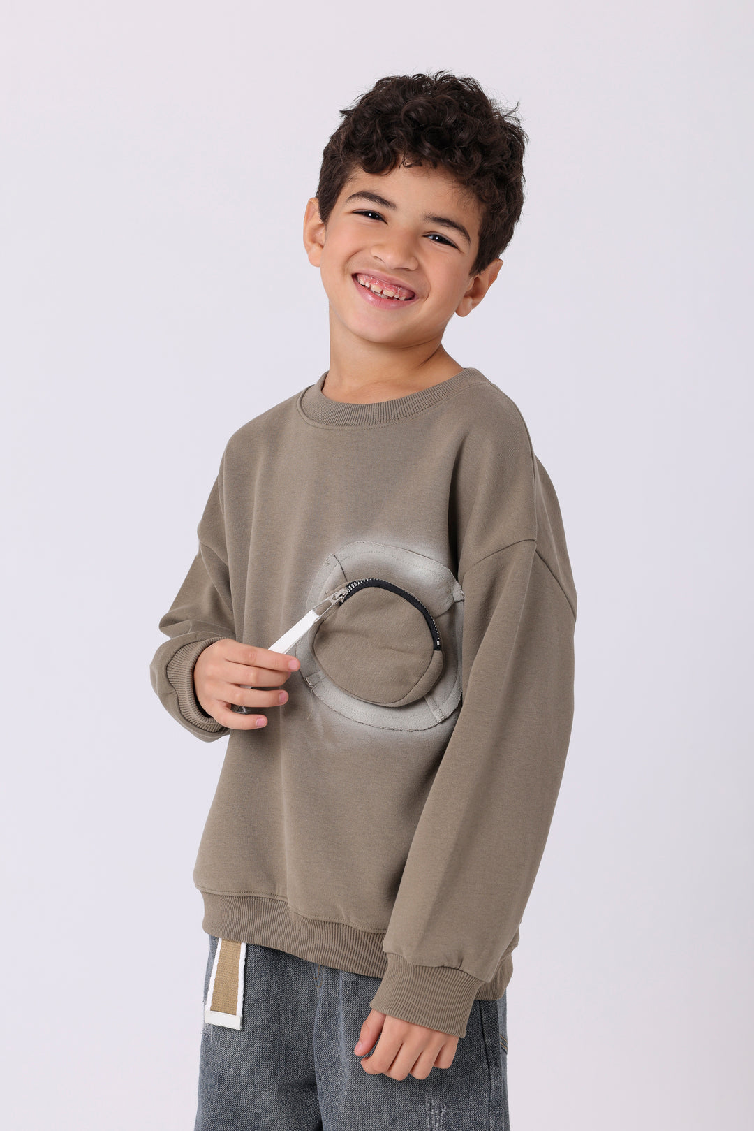 Fun Circular Zip Detail Sweatshirt