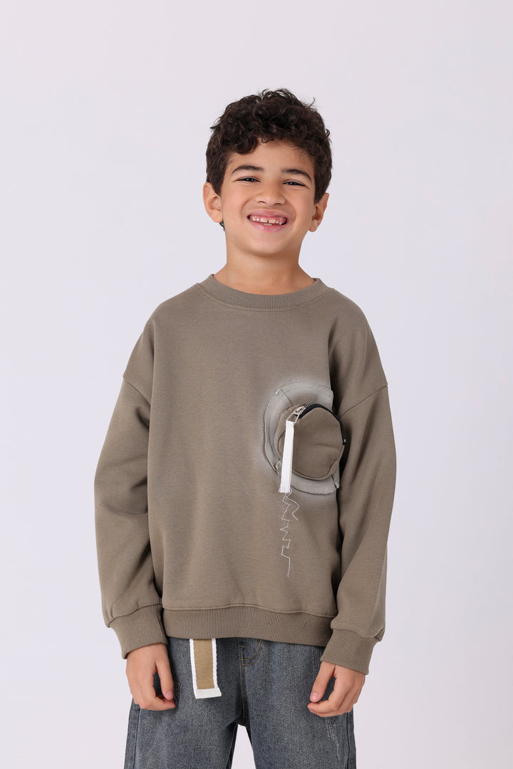 Fun Circular Zip Detail Sweatshirt