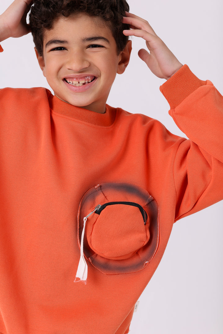 Fun Circular Zip Detail Sweatshirt