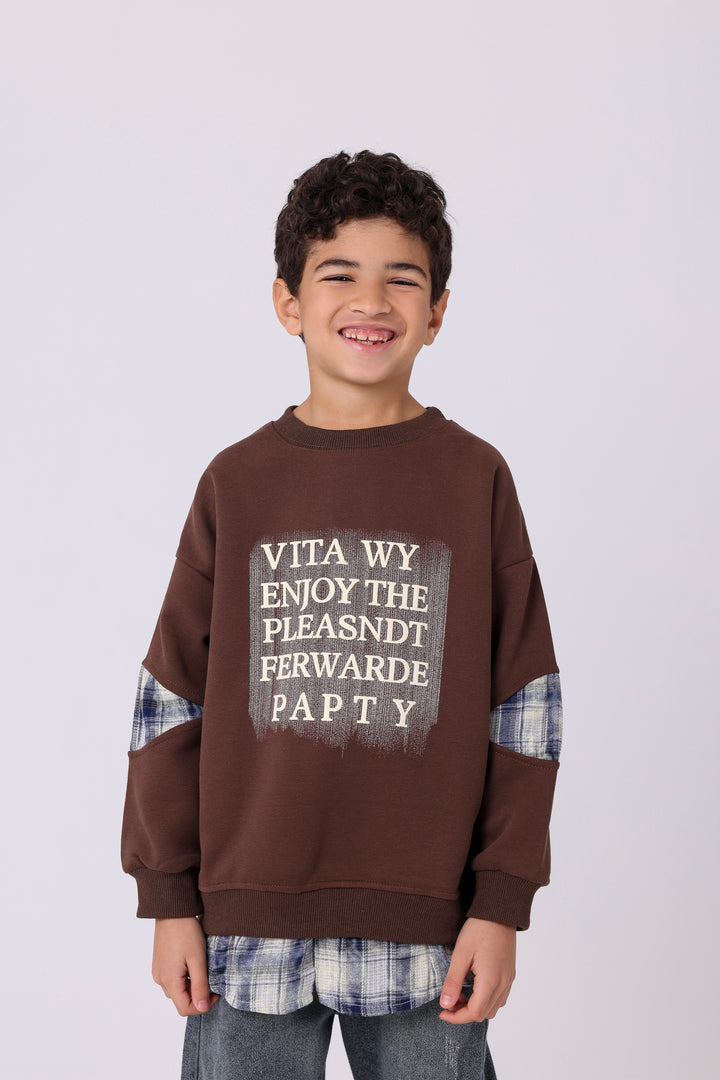 Stylish Layered Plaid Hem Sweatshirt