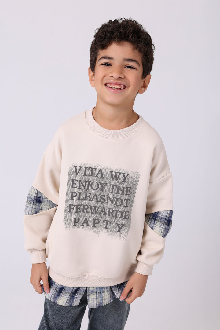 Stylish Layered Plaid Hem Sweatshirt