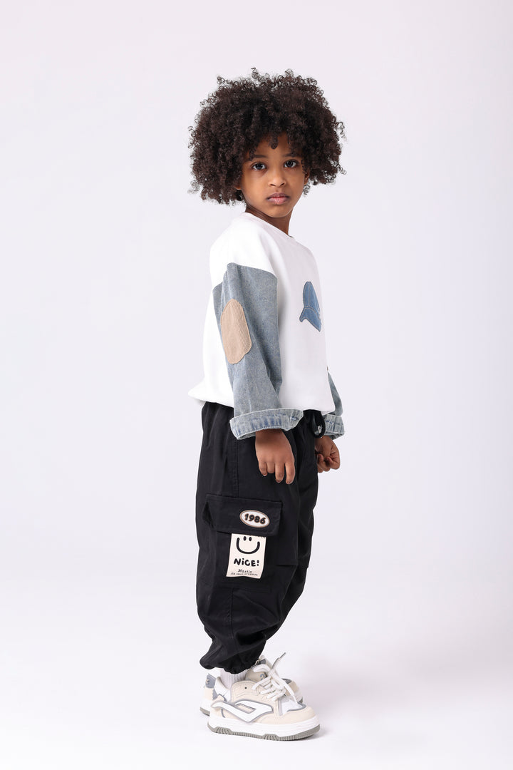 Cool Denim Cap Applique Sweatshirt