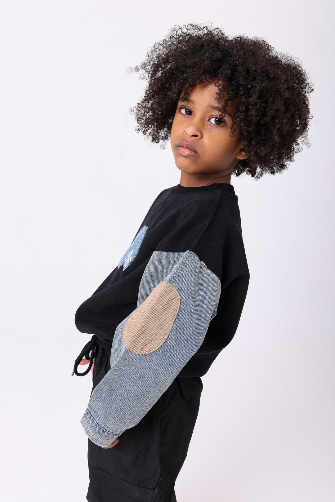 Cool Denim Cap Applique Sweatshirt