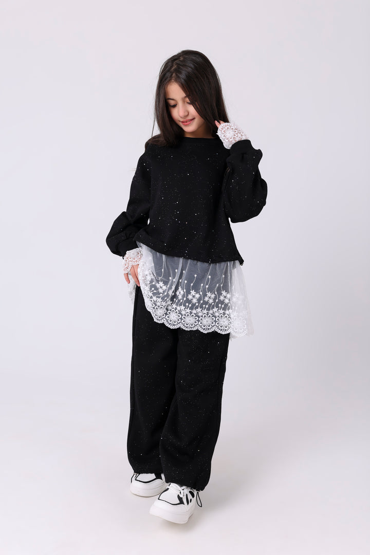 Sparkly Floral Lace Hem Set