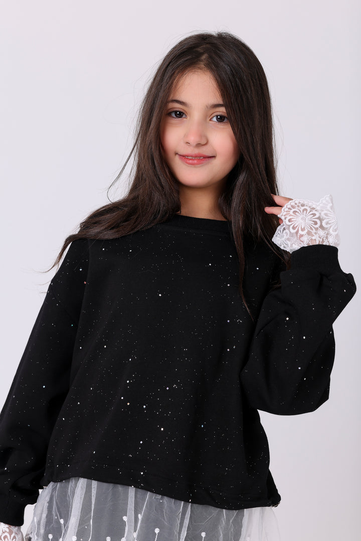 Sparkly Floral Lace Hem Set