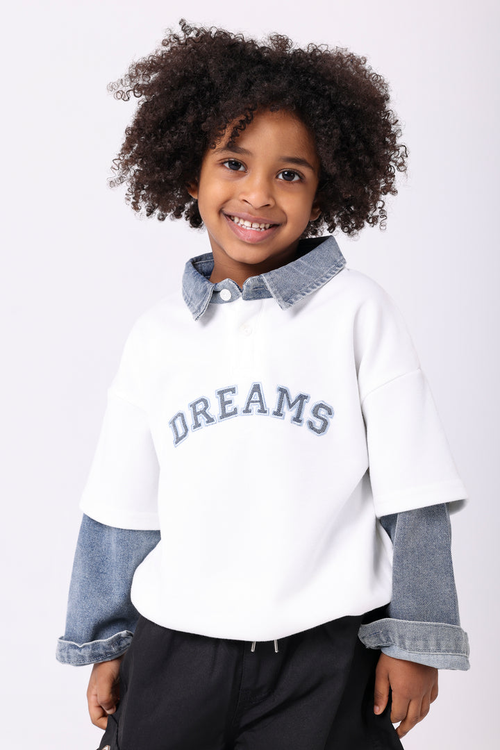 Smart Denim Collar Polo Sweatshirt