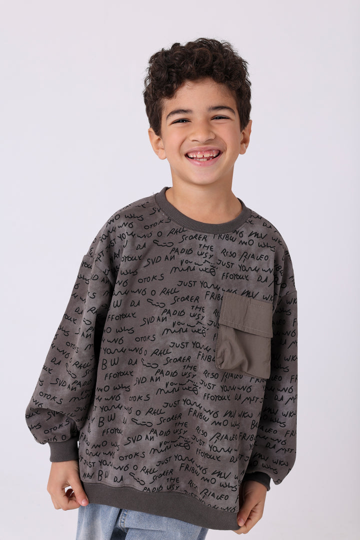 Artistic All-Over Script Print Top