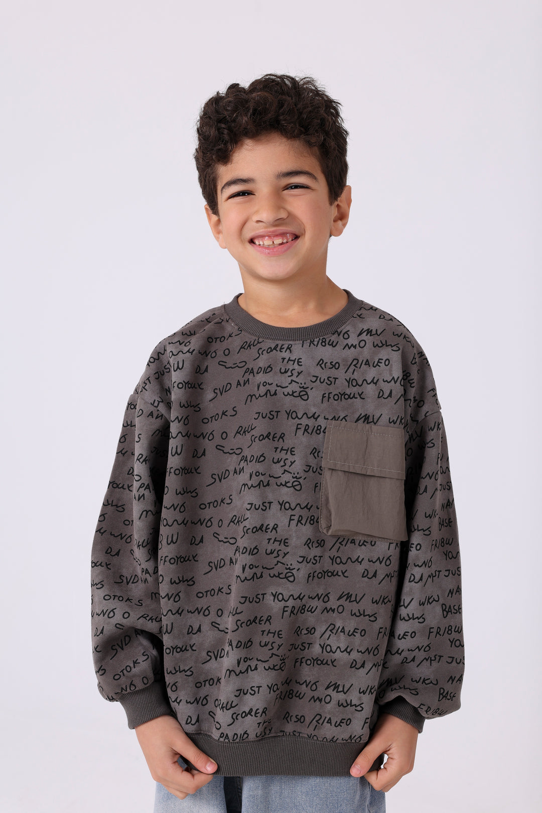 Artistic All-Over Script Print Top