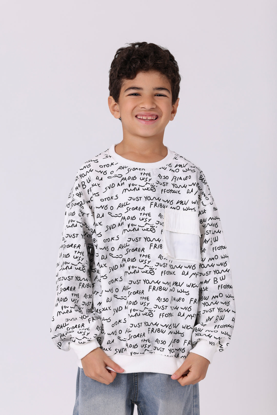 Artistic All-Over Script Print Top