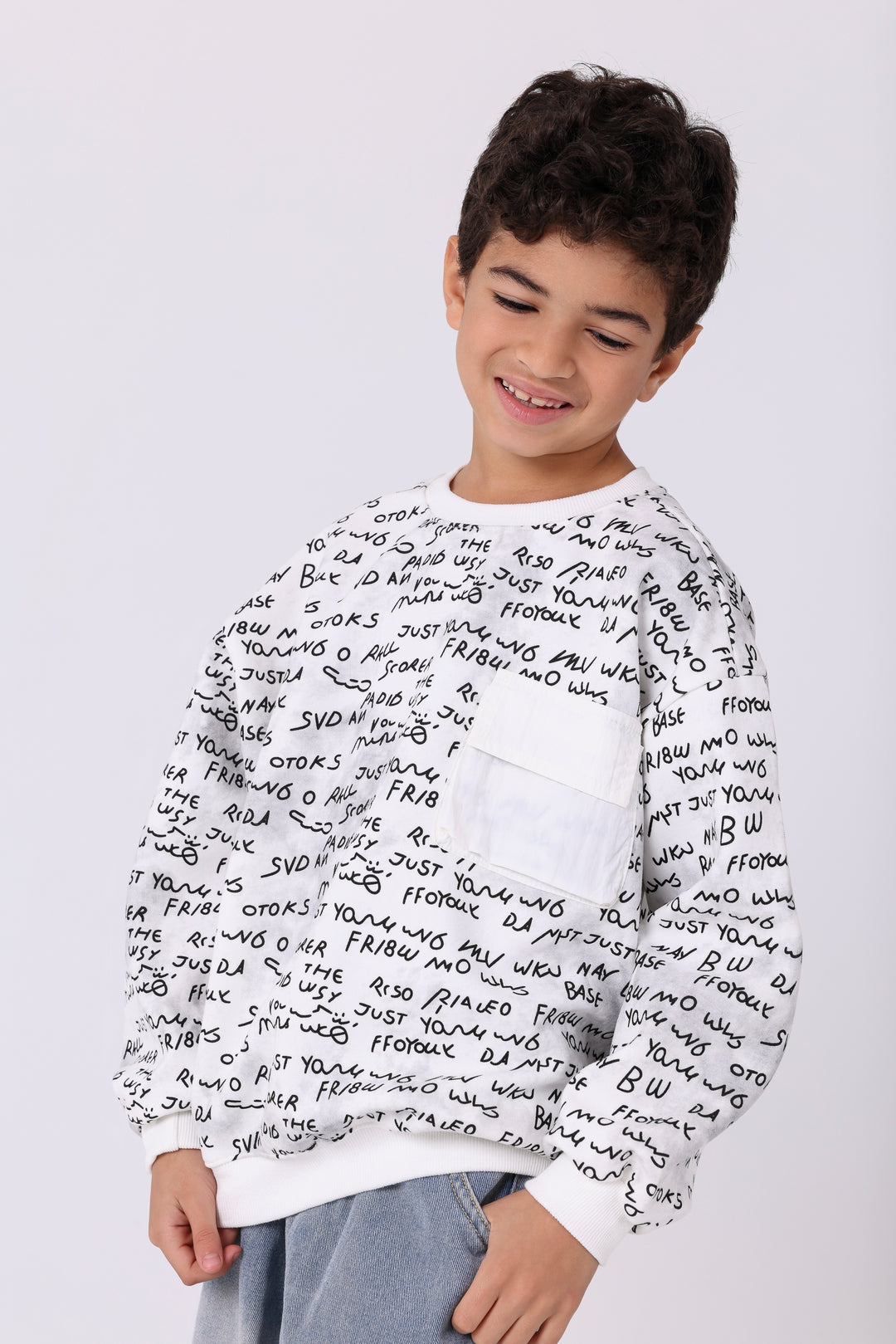 Artistic All-Over Script Print Top