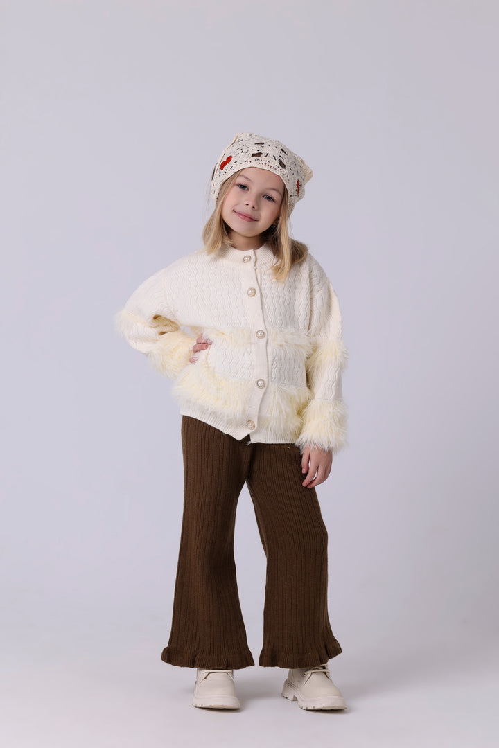 Elegant Textured Faux Fur Cardigan