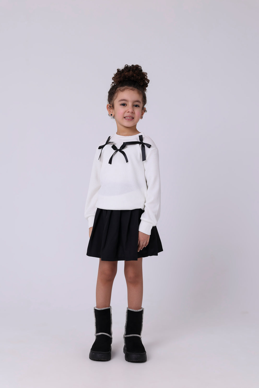Whimsical Ribbon Detail Pleated Outfit