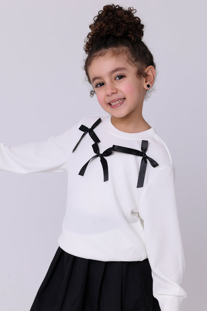 Whimsical Ribbon Detail Pleated Outfit