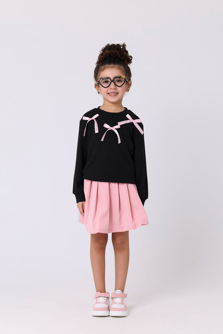 Whimsical Ribbon Detail Pleated Outfit