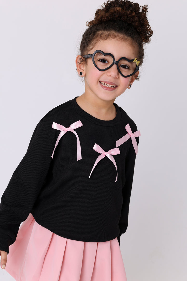 Whimsical Ribbon Detail Pleated Outfit
