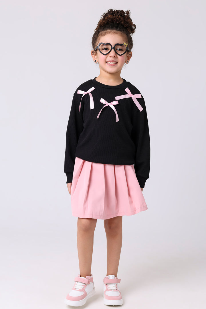 Whimsical Ribbon Detail Pleated Outfit