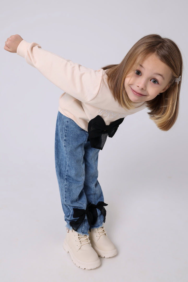Sweet Oversized Bow Denim Duo