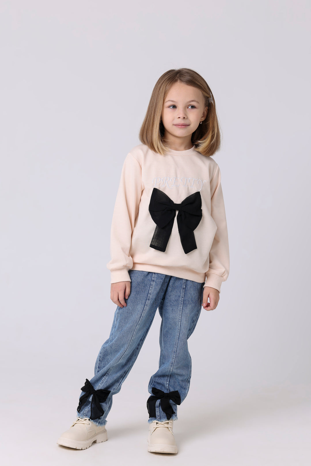 Sweet Oversized Bow Denim Duo