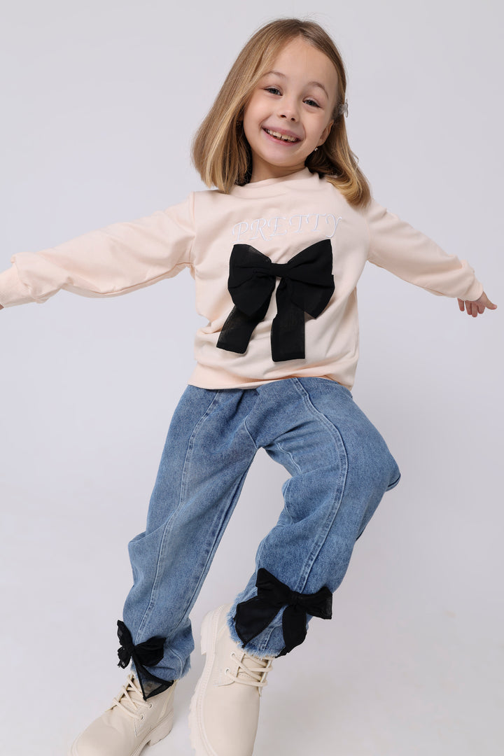 Sweet Oversized Bow Denim Duo