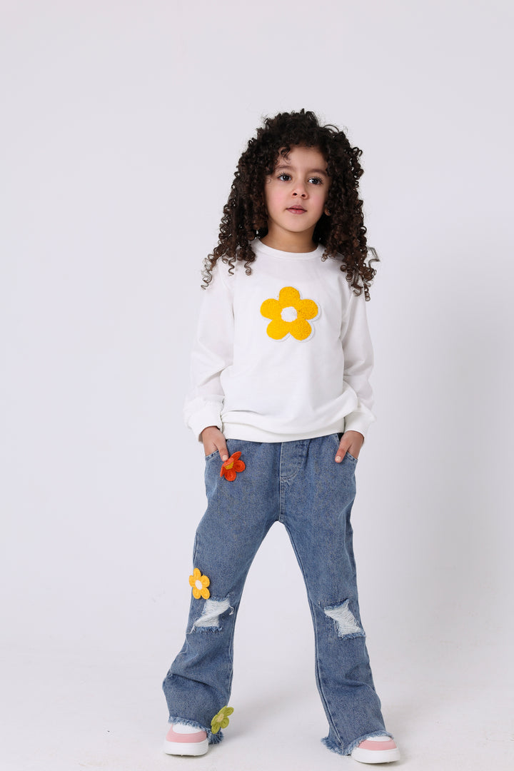Happy Floral Patch Flare Jeans