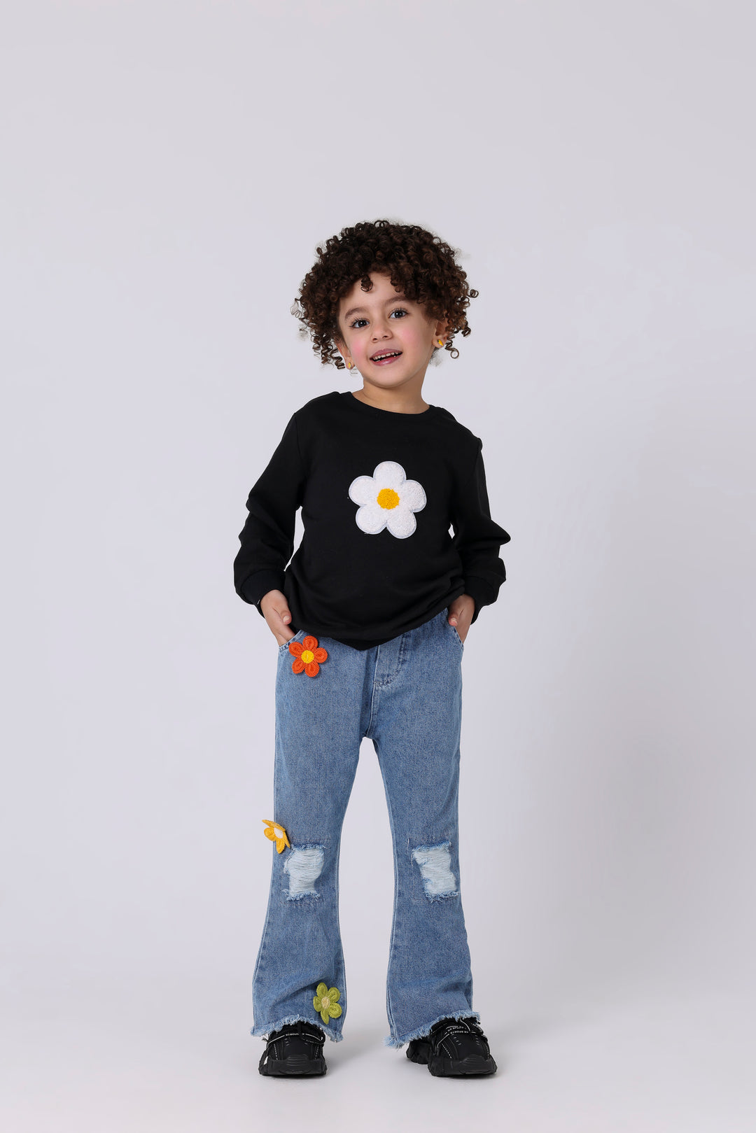 Happy Floral Patch Flare Jeans