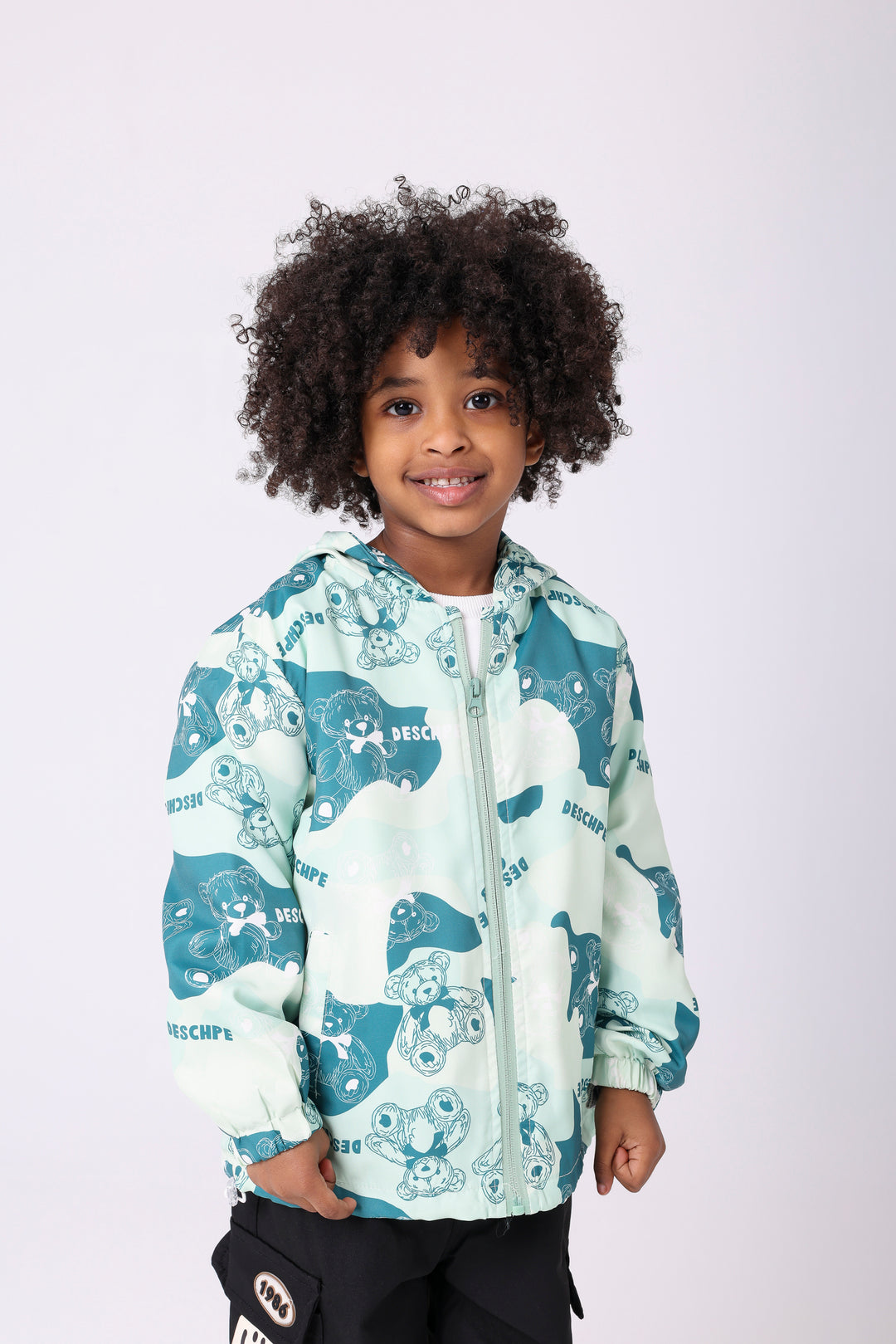 Cheerful Forest Bear Hooded Windbreaker