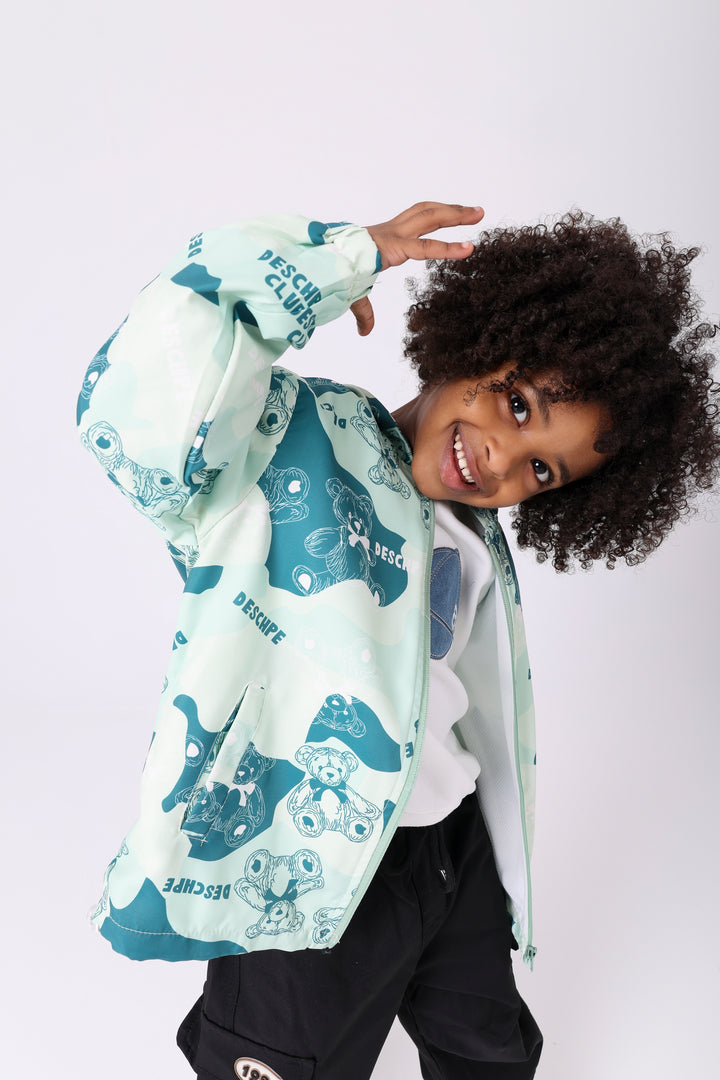 Cheerful Forest Bear Hooded Windbreaker