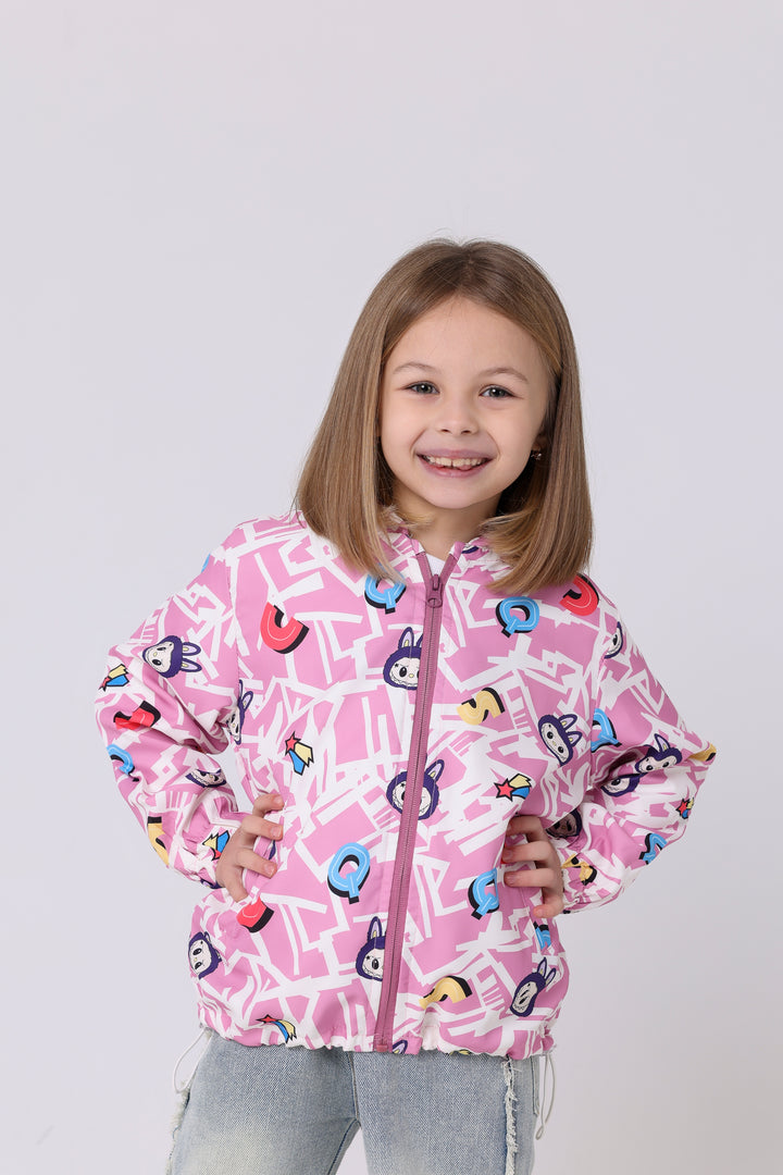 Whimsical Geometric Bunny Print Jacket