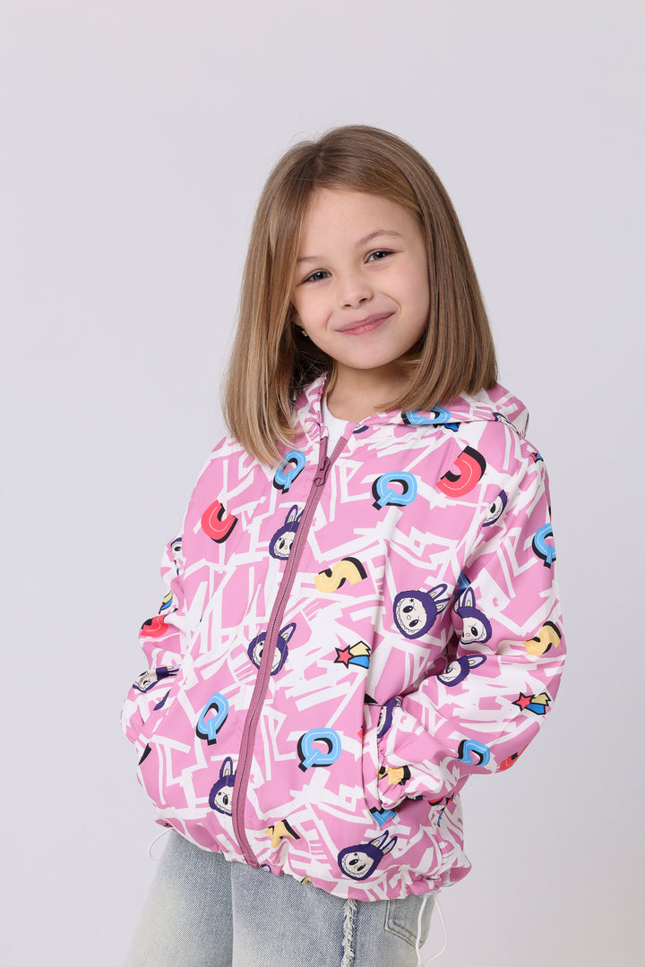 Whimsical Geometric Bunny Print Jacket