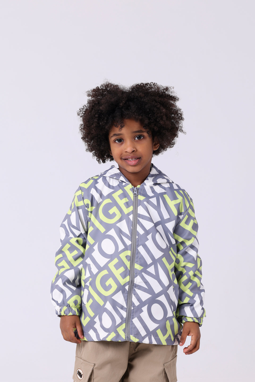 Trendy Bold Typography Hooded Windbreaker