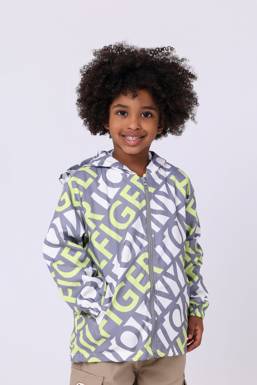 Trendy Bold Typography Hooded Windbreaker