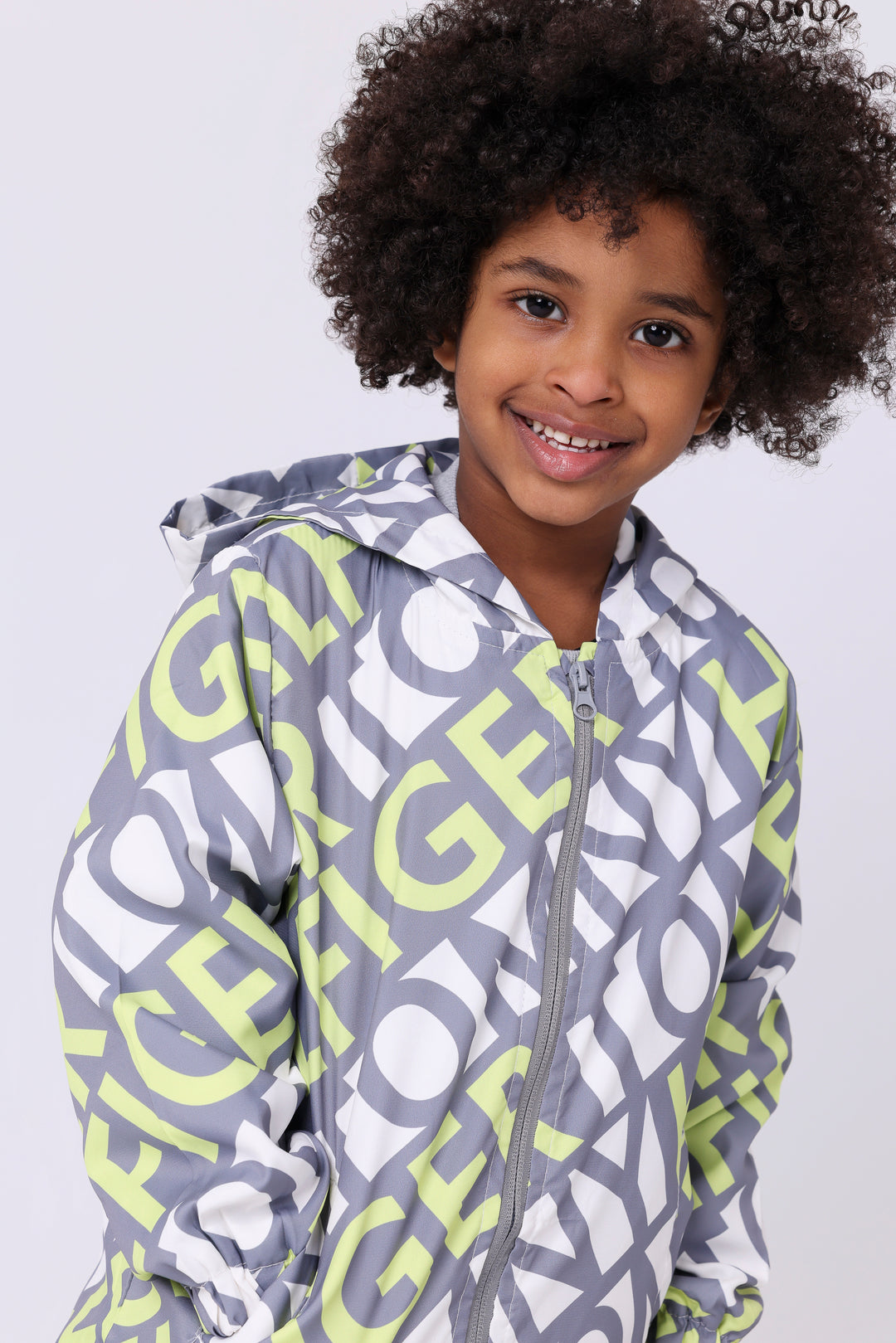 Trendy Bold Typography Hooded Windbreaker