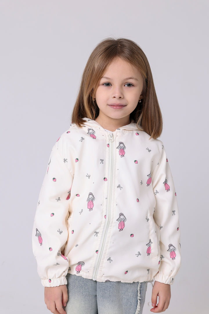 Sweet Strawberry Girl Patterned Jacket