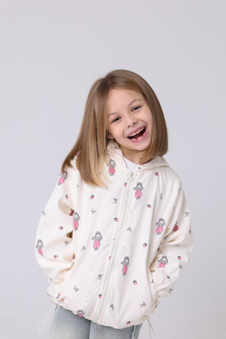 Sweet Strawberry Girl Patterned Jacket