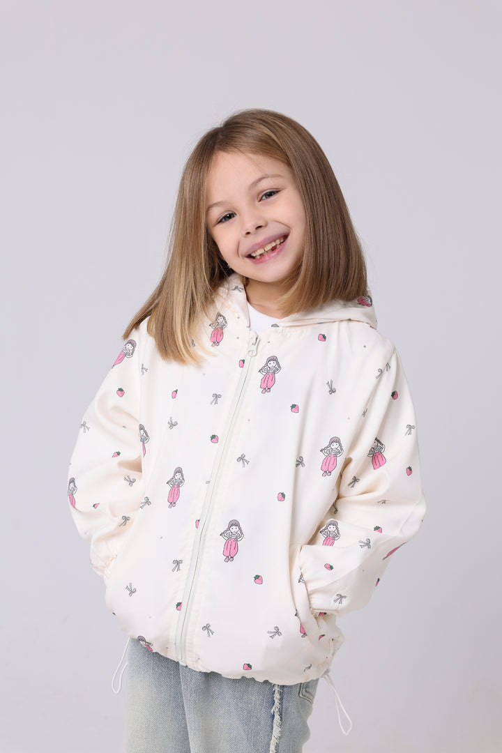 Sweet Strawberry Girl Patterned Jacket